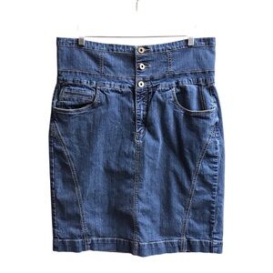 Sizzle Jeans Womens Stretch Denim High Waisted Skirt Size 16